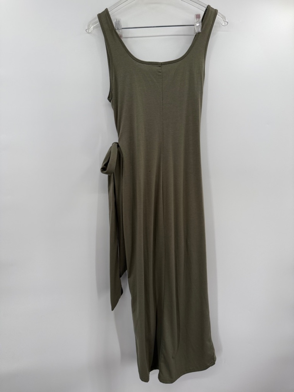 Salanta Wrap Front Tie Side Tank Dress Sleeveless Scoop Neck Bodycon Midi Dress - Picture 7 of 12